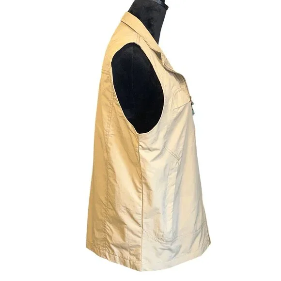Beige Sleeveless Zip-Up Utility Vest For Women Lightweight Outdoor Wear Size XL - Picture 2 of 3